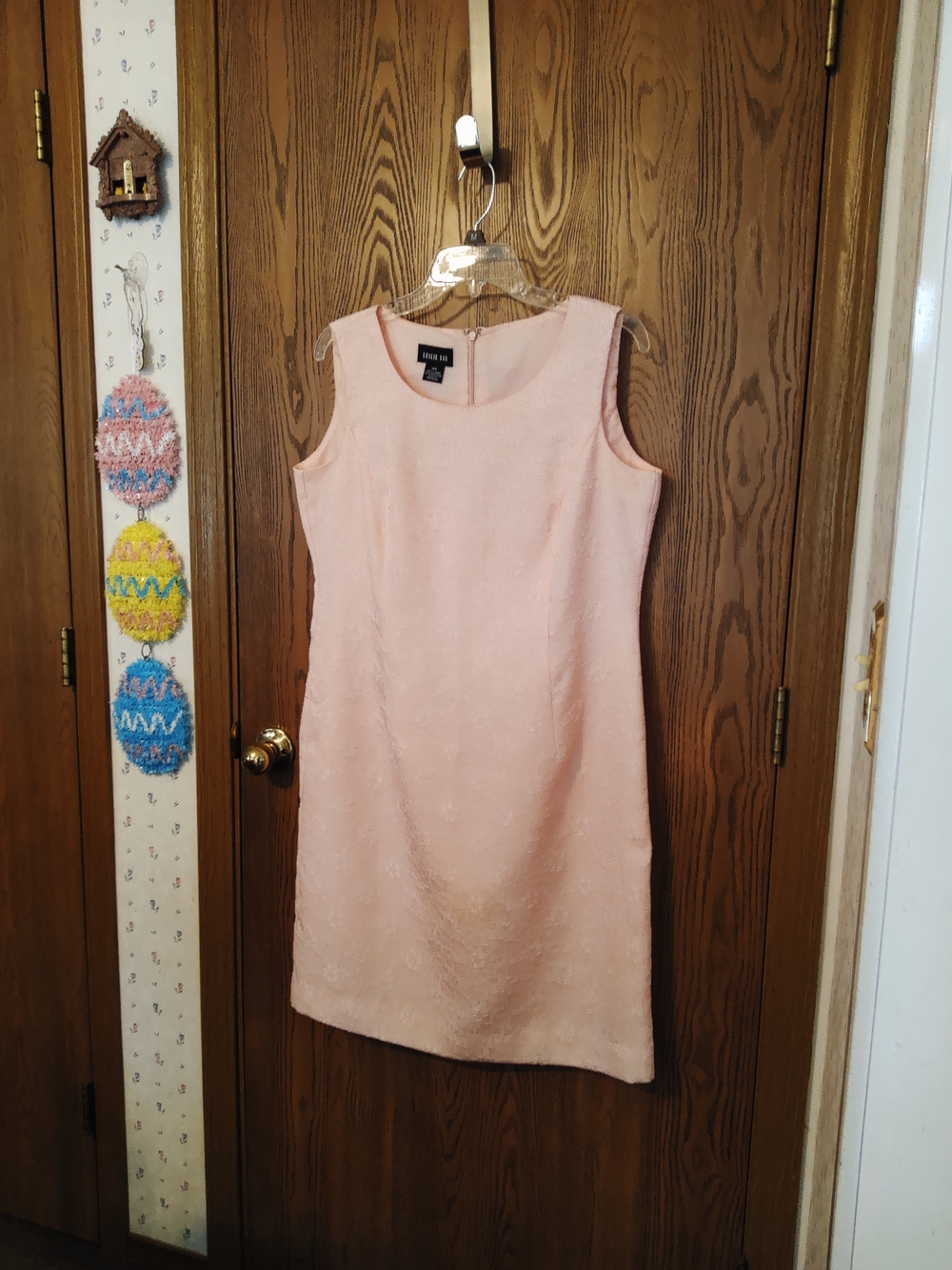 Leslie Fay Pale Pink/Peach Sleeveless Mini Sheath Dress